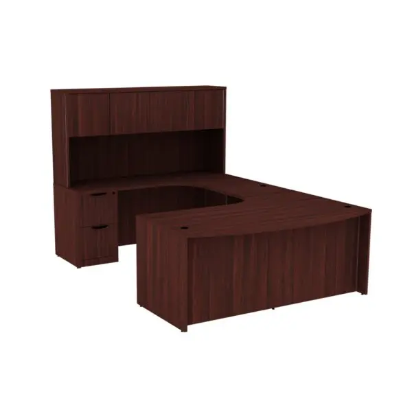 U shaped desk mahogany