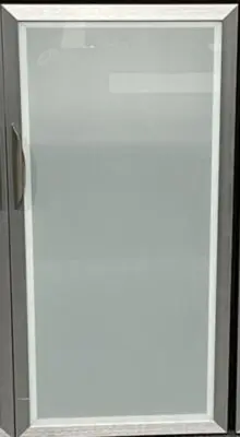 deluxe partner desk with storage silver glass door detail