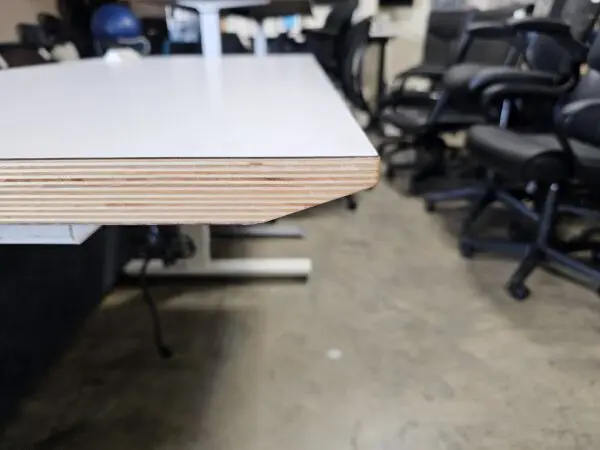 height adjustable desk side view
