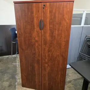 Used Locking Storage Cabinet Tall - Cherry Laminate