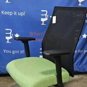 Used HON Ignition Black Mesh Back, Green Seat