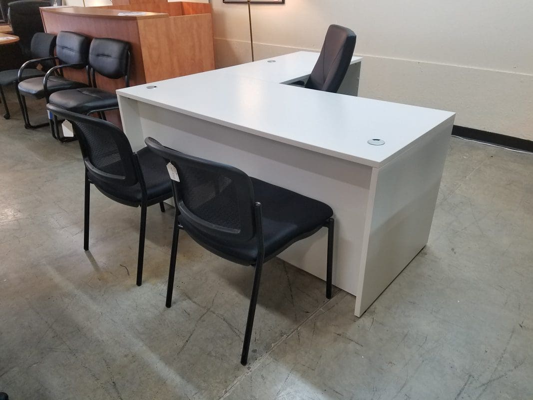 White Executive L Desk (Reversible) 66 X 72 Smart Buy Office
