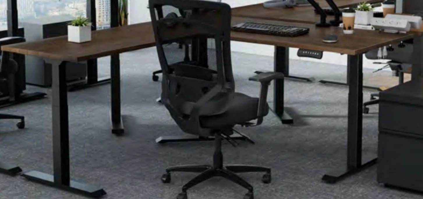 Deluxe Electric - 'L' Shape Adjustable Height Sit-Stand Standing Corner Desk