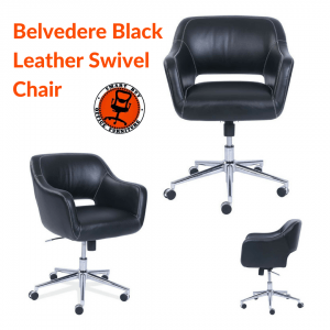 Belvedere black leather swivel chair 1