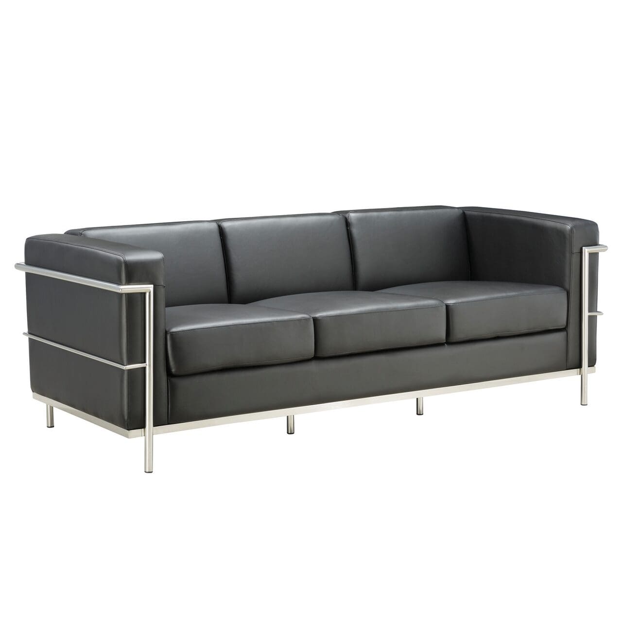 black sofa reception seating