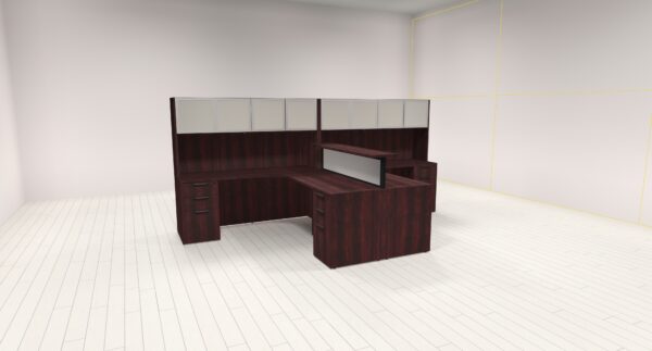 deluxe partner desk with storage mahogany