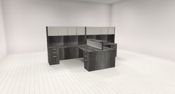 deluxe partner desk with storage newport gray