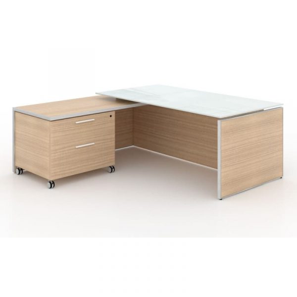 miele glass Potenza l shaped executive desk office furniture austin