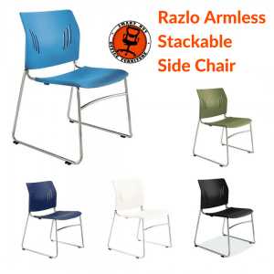 Razlo Armless Stackable Side Chair with Chrome Frame