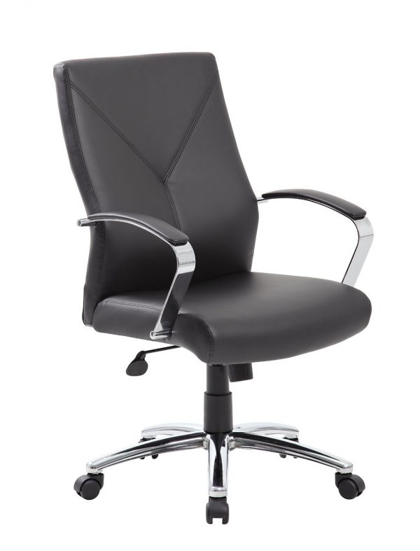 chrome and leather office chair