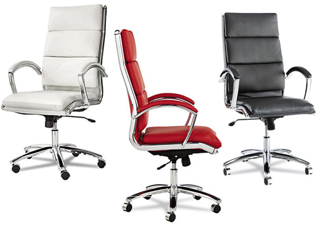 Office Chair, High Back Leather Office Chair White
