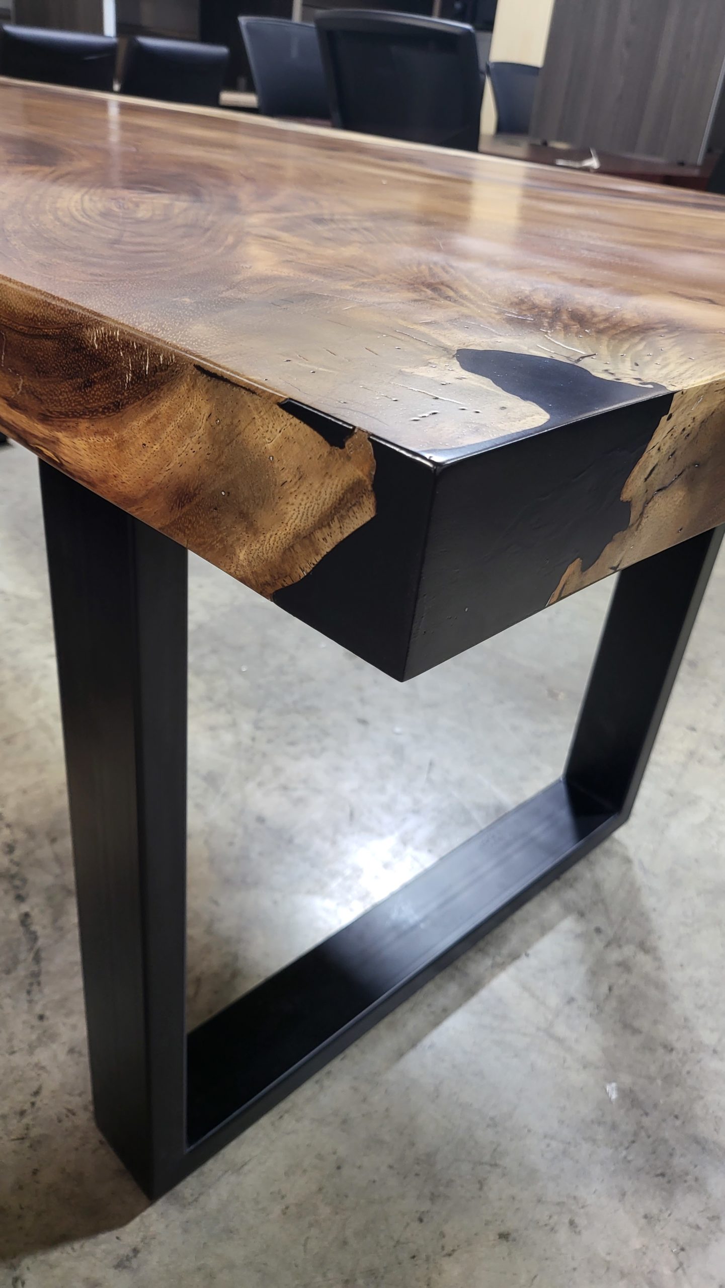 Live Edge Cedar Driftwood & Black Epoxy Console Table