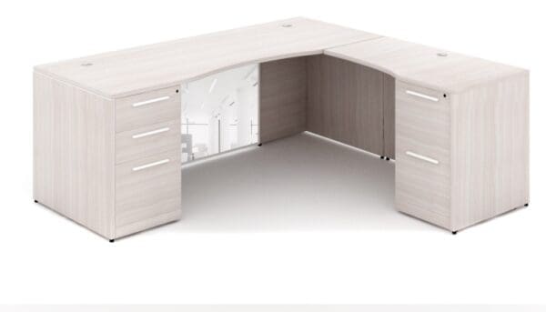 potenza bowfront l shaped executive desk blanc de gris sitting