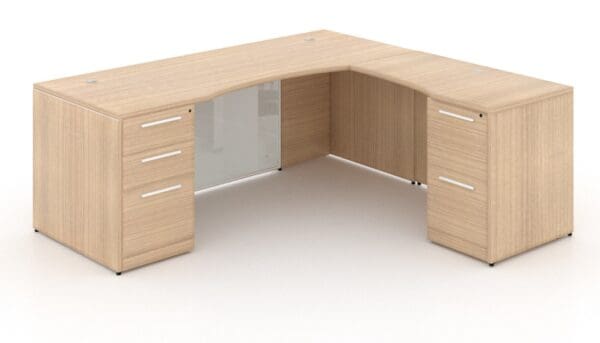 potenza bowfront l shaped executive desk miele sitting