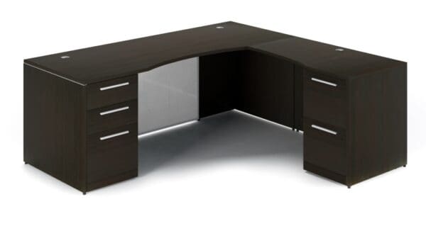 potenza bowfront l shaped executive desk espresso sitting