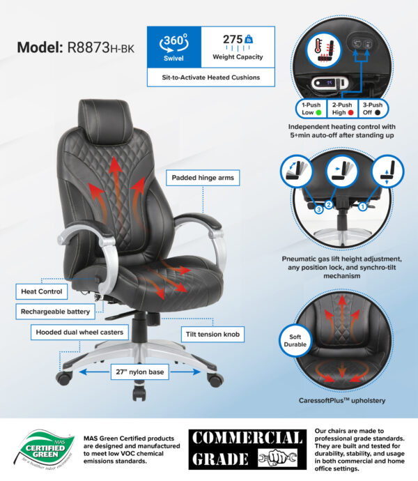 heated office chair with graphics