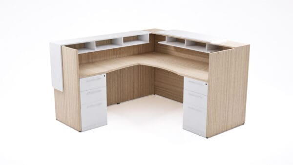 Modern L Shaped Reception Desk with LED Accent Lighting 72x72 - Image 4
