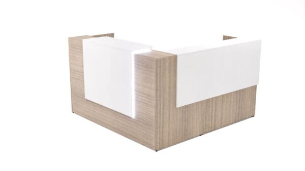 Modern L Shaped Reception Desk with LED Accent Lighting 72x72 - Image 5