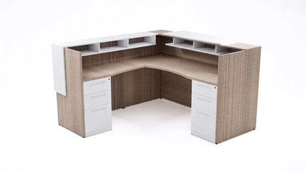 Modern L Shaped Reception Desk with LED Accent Lighting 72x72 - Image 6