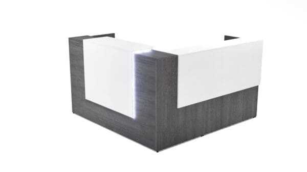 Modern L Shaped Reception Desk with LED Accent Lighting 72x72 - Image 7