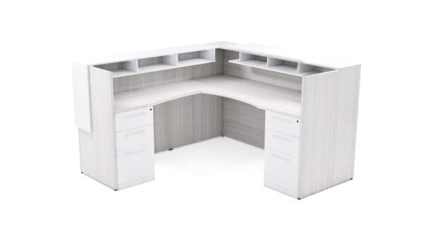 Modern L Shaped Reception Desk with LED Accent Lighting 72x72 - Image 10