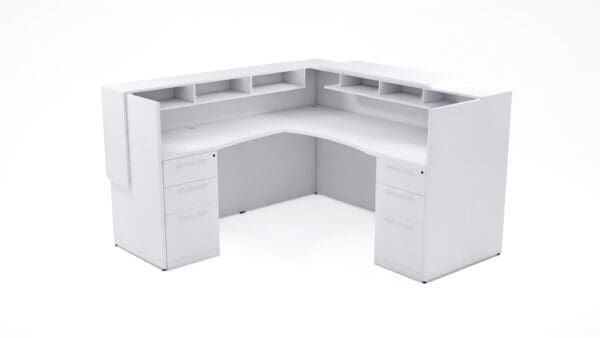 Modern L Shaped Reception Desk with LED Accent Lighting 72x72 - Image 12