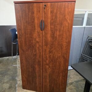 Used Locking Storage Cabinet Tall - Cherry Laminate