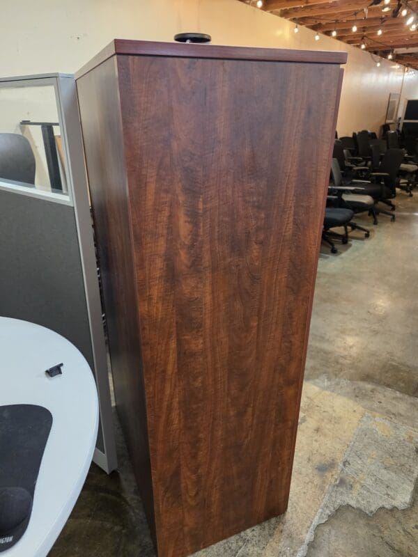 Used Locking Storage Cabinet Tall - Cherry Laminate - Image 3