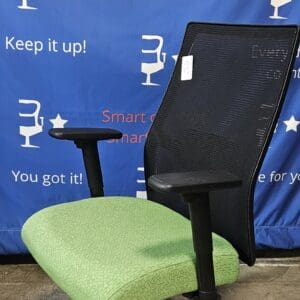 Used HON Ignition Black Mesh Back, Green Seat