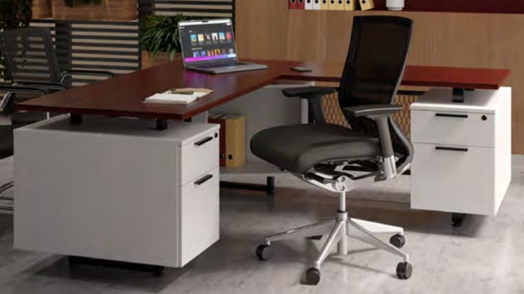 Bianca 72"x72" Double Pedestal L-Shaped Desk (White Drawers ONLY)